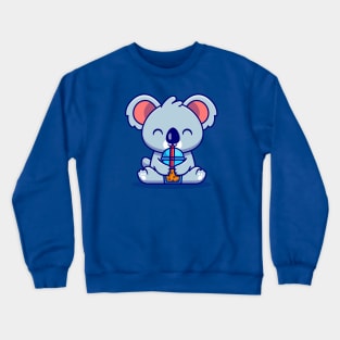 Cute Koala Drink Boba Milk Tea Cartoon Crewneck Sweatshirt